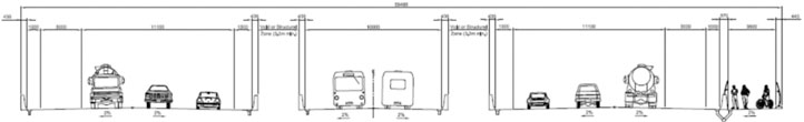 Dessin d'artiste de la configuration avec trois corridors